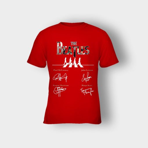 The-Beatles-abbey-road-signature-Kids-T-Shirt-Red