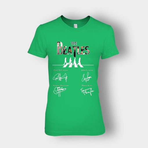 The-Beatles-abbey-road-signature-Ladies-T-Shirt-Irish-Green