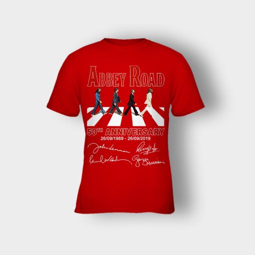 The-Beatles-album-Abbey-Road-50th-Anniversary-1969-2019-Kids-T-Shirt-Red