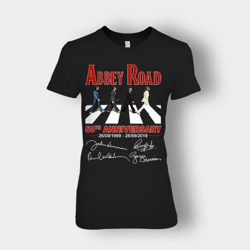 The-Beatles-album-Abbey-Road-50th-Anniversary-1969-2019-Ladies-T-Shirt-Black