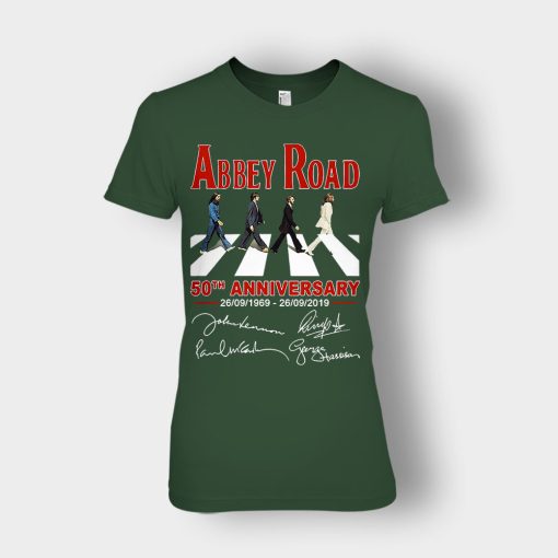 The-Beatles-album-Abbey-Road-50th-Anniversary-1969-2019-Ladies-T-Shirt-Forest