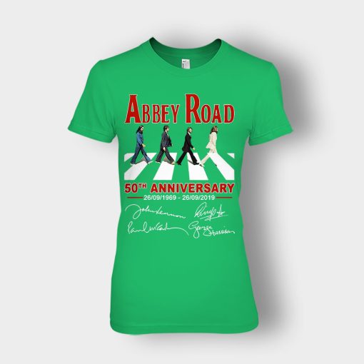 The-Beatles-album-Abbey-Road-50th-Anniversary-1969-2019-Ladies-T-Shirt-Irish-Green