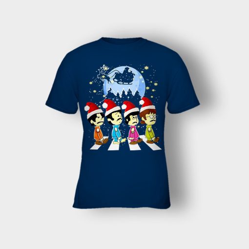 The-Beatles-crossing-street-Christmas-Kids-T-Shirt-Navy