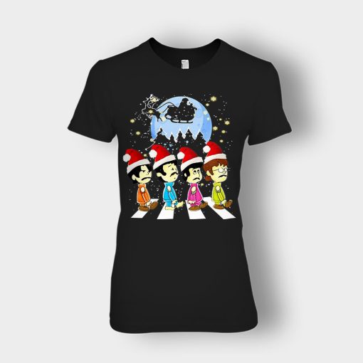 The-Beatles-crossing-street-Christmas-Ladies-T-Shirt-Black
