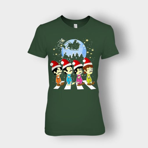 The-Beatles-crossing-street-Christmas-Ladies-T-Shirt-Forest
