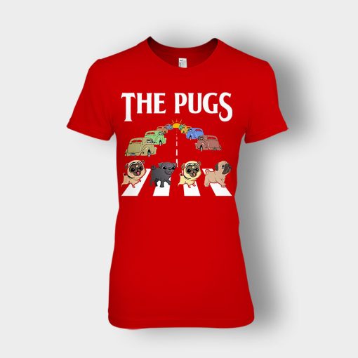 The-Pugs-Crosswalk-The-Beatles-style-Ladies-T-Shirt-Red