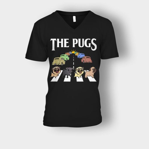 The-Pugs-Crosswalk-The-Beatles-style-Unisex-V-Neck-T-Shirt-Black