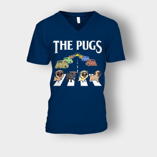 The-Pugs-Crosswalk-The-Beatles-style-Unisex-V-Neck-T-Shirt-Navy