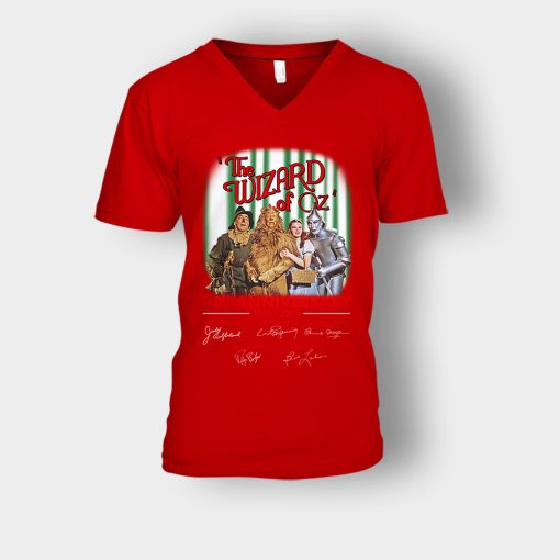 The-Wizard-of-OZ-80th-Anniversary-Signatures-Unisex-V-Neck-T-Shirt-Red