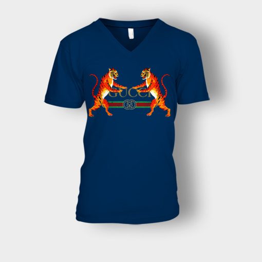 Tiger-Gucci-Art-Inspired-Unisex-V-Neck-T-Shirt-Navy