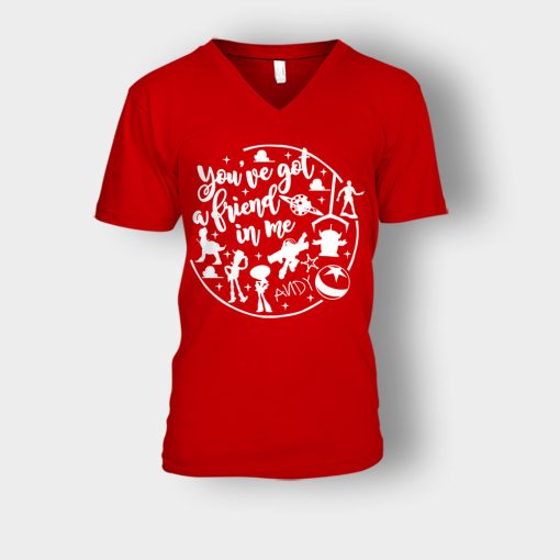 Youve-Got-A-Friend-In-Me-Ink-Disney-Toy-Story-Unisex-V-Neck-T-Shirt-Red