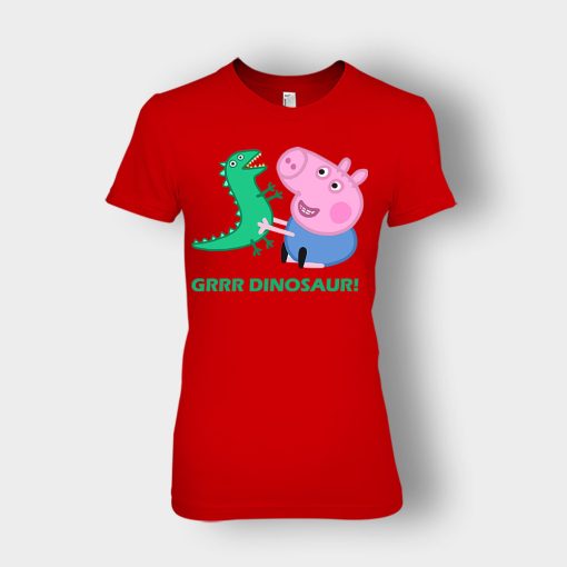 dinosaur-peppa-pig-best-friends-Ladies-T-Shirt-Red