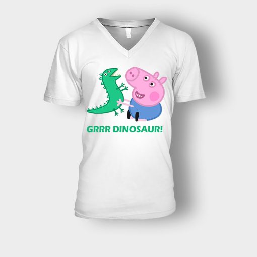 dinosaur-peppa-pig-best-friends-Unisex-V-Neck-T-Shirt-White