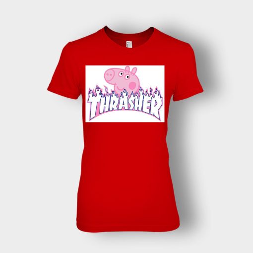 peppa-pig-skateboard-Ladies-T-Shirt-Red